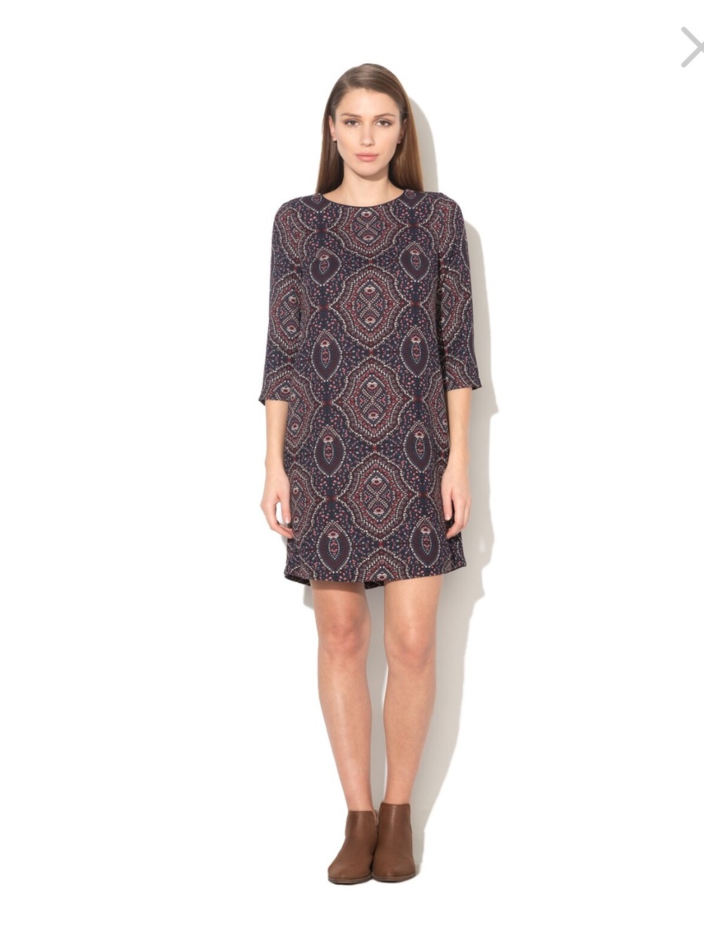 Esprit Purple Paisley Shift with 3/4 sleeves